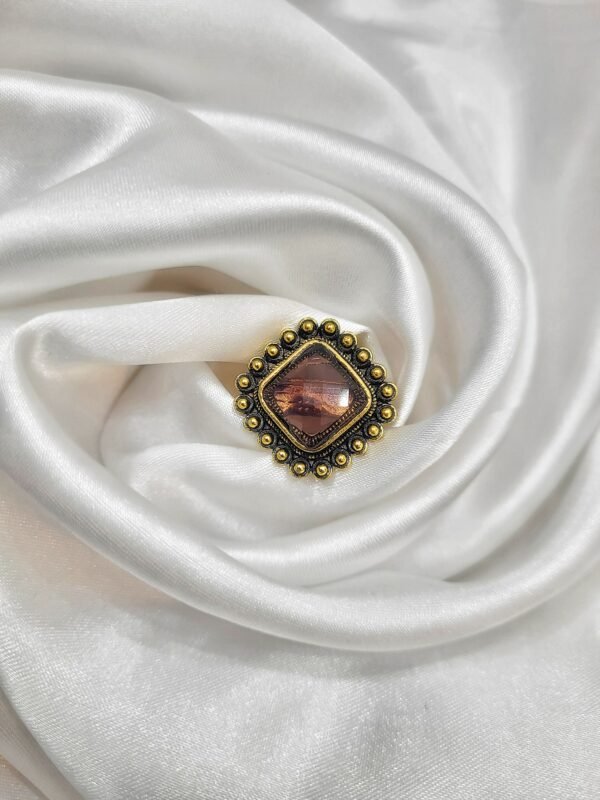Krisha Oxidised Stone Ring - Wine