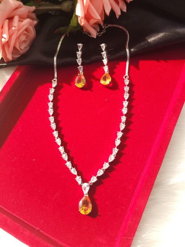 Deepika Padukone Inspired American Diamond Set - Yellow