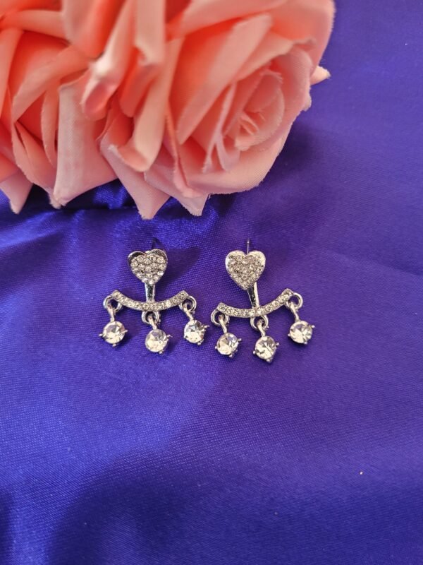 Triple Stone Heart Earrings