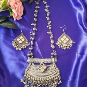 Dual Tone Long Necklace Set