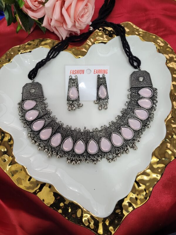 Oxidised Stone Set -Pink