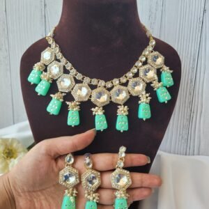 Anjali Kundan Set – Mint Green