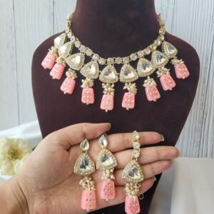 Anjali Kundan Set – Light Pink
