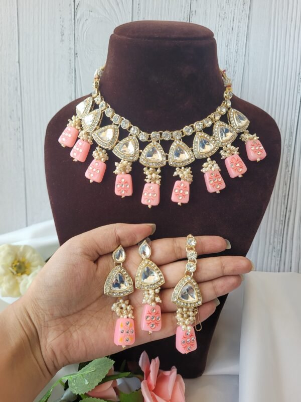 Anjali Kundan Set - Light Pink