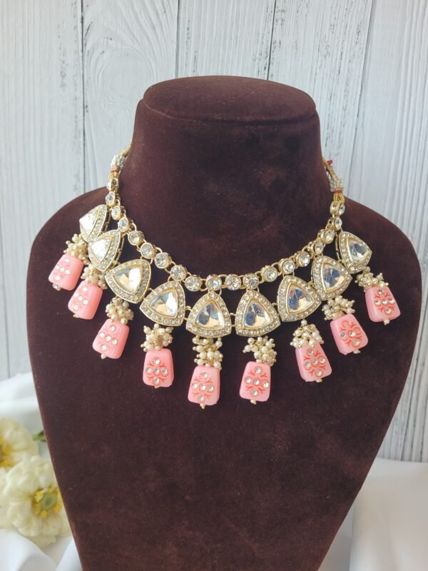 Anjali Kundan Set - Light Pink - Image 2