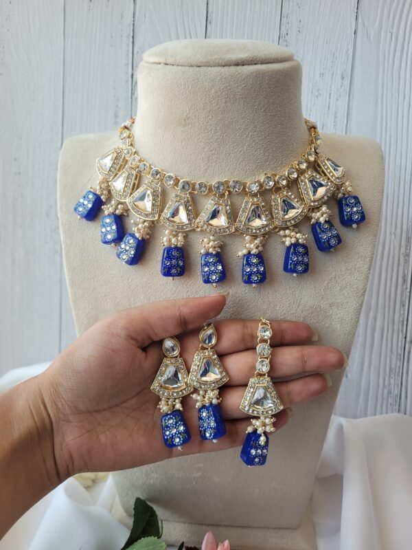 Anjali Kundan Set - Blue