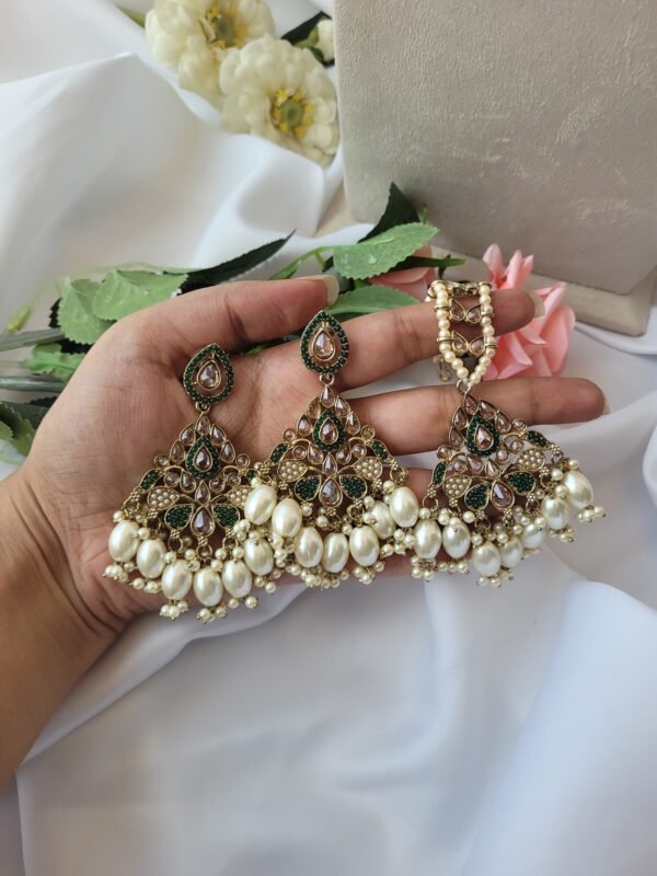 Premium Kundan Set - Green - Image 3