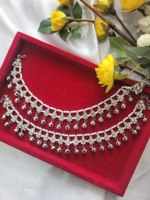 Kundan Silver Ghungroo Payal Pattern 2