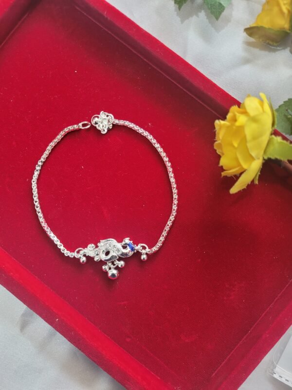 Peacock Blue Silver Anklet
