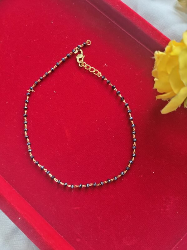 Black Bead Golden Anklet