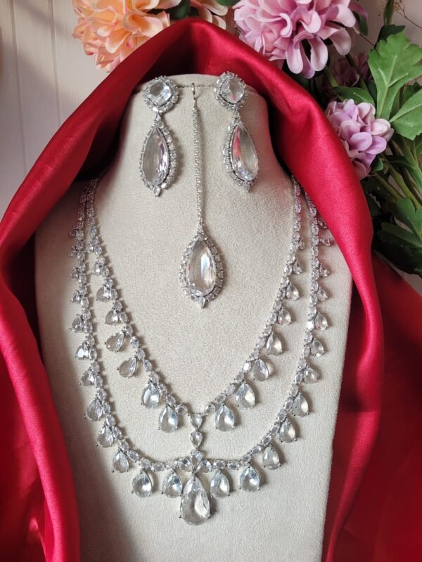 Preeti Premium American Diamond Set - White