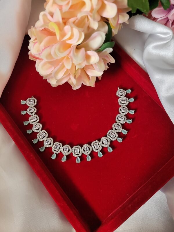 Shelly American Diamond Choker - Mint Green