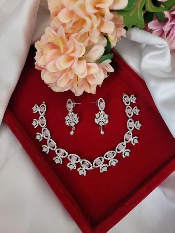 Evil Eye American Diamond Set - Light Pink