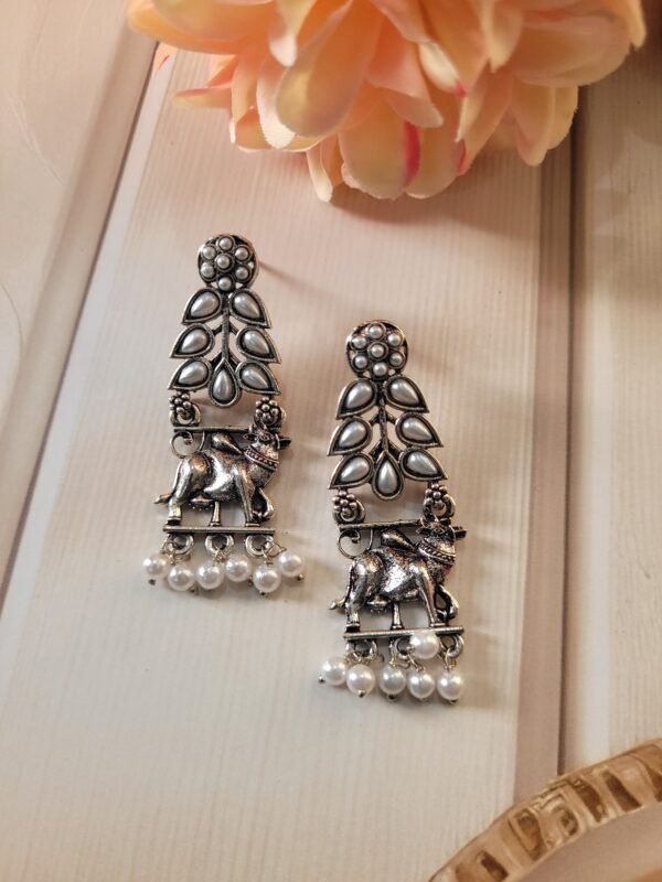 Premium Traditional Earrings - White