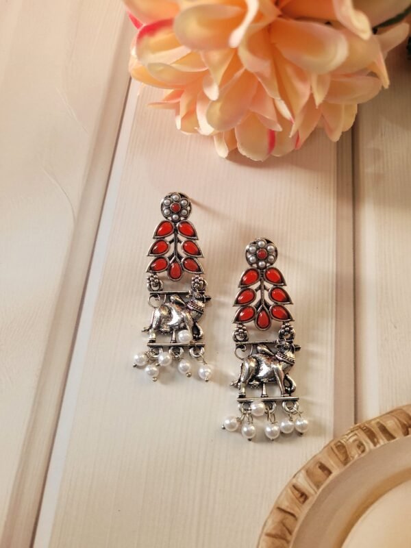 Premium Traditional Earrings - Red