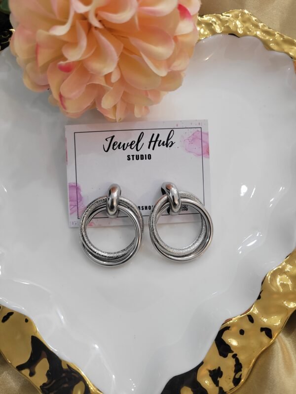 Silver Circular Looped Studs - Pattern 1