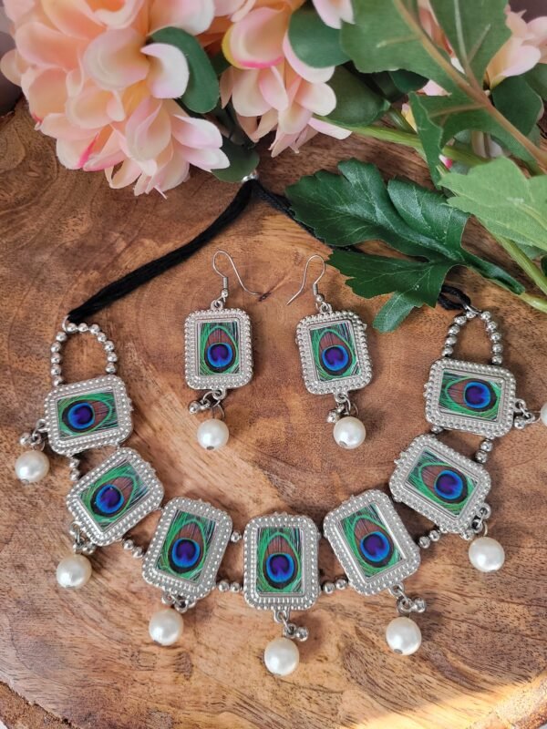 Mor Pankh Oxidised Choker Set