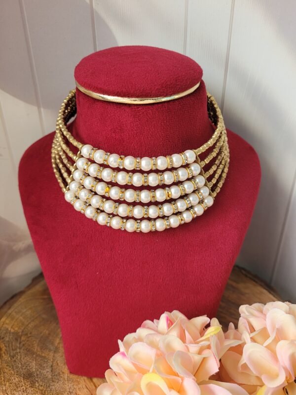 Pearl Multi Layer Choker Set  - Pattern 2