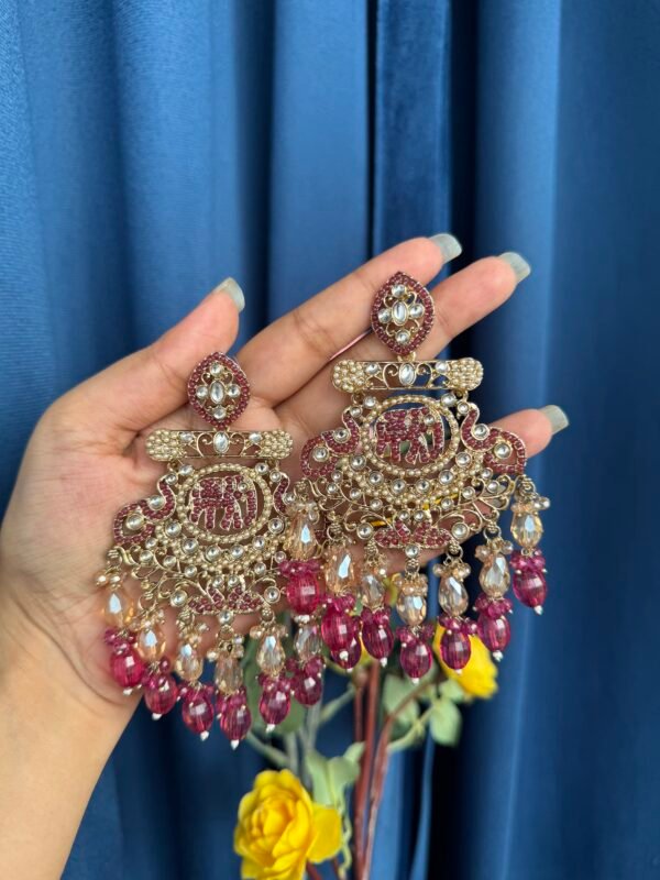 Premium Hathi Earrings - Wine