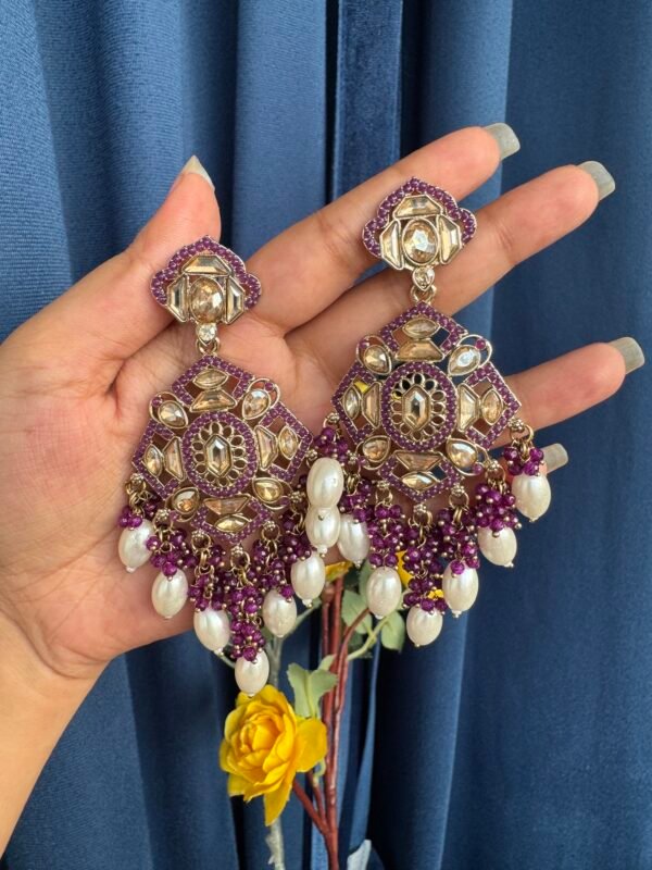 Purnima Premium Earrings - Purple