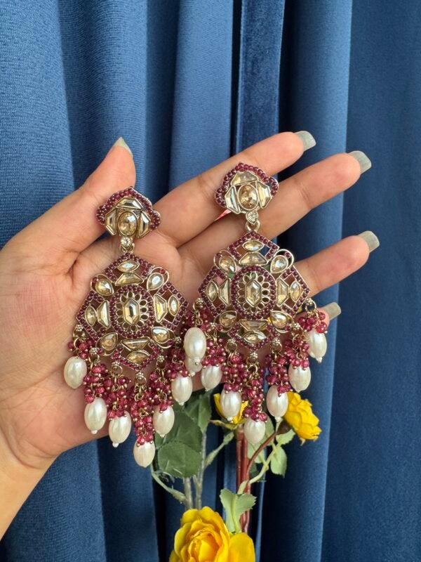 Purnima Premium Earrings - Wine
