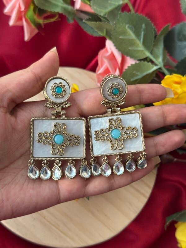 Anjana Premium Marble Earrings - Light Blue