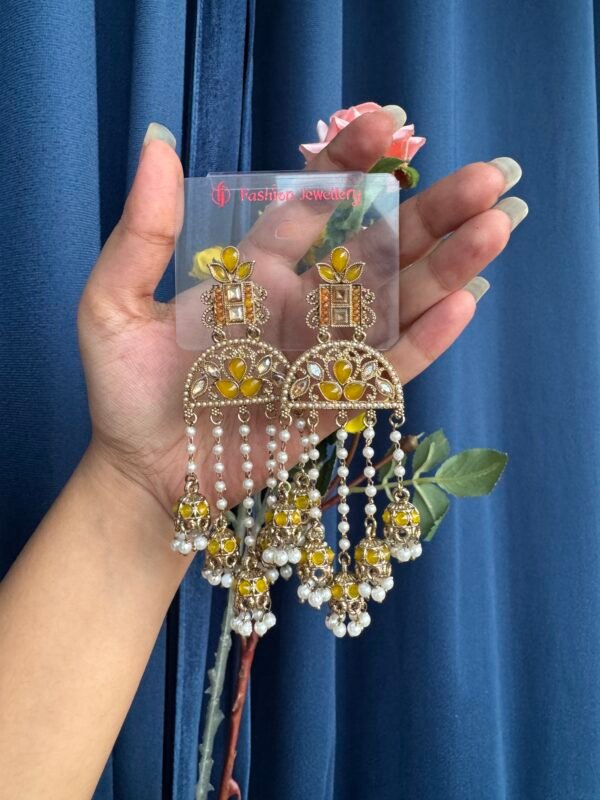 Dimpy 5 Jhumki Earrings - Yellow