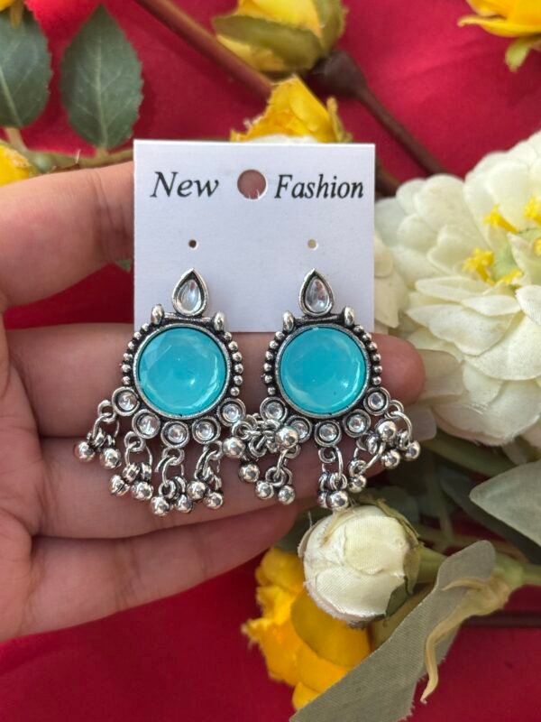 Daily Wear Stone Earrings - Light Blue
