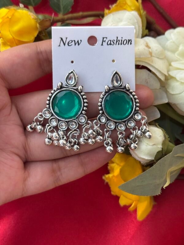 Daily Wear Stone Earrings - Green