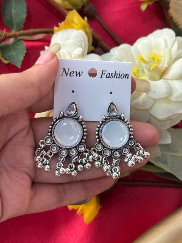 Daily Wear Stone Earrings -White