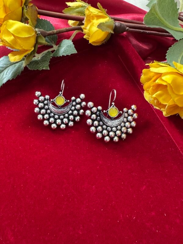 Teena daily Wear Stone Earrings - Yellow