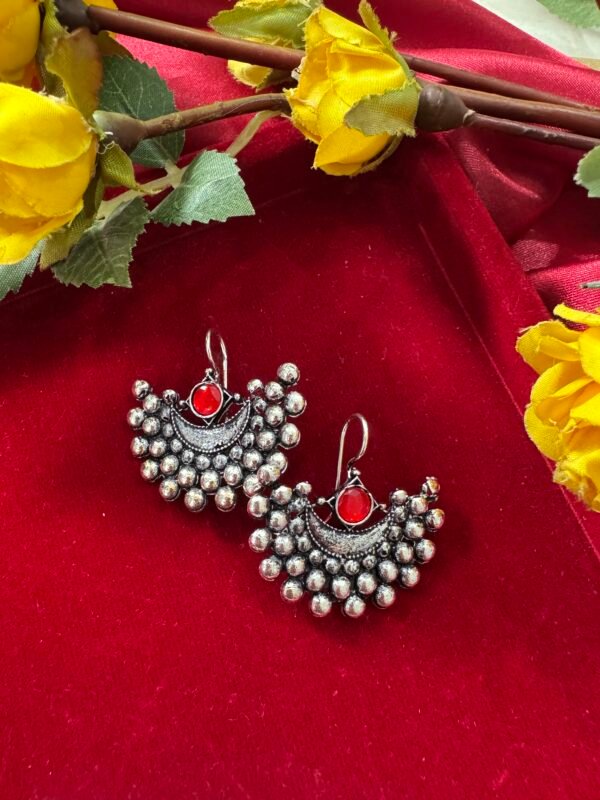 Teena daily Wear Stone Earrings - Red