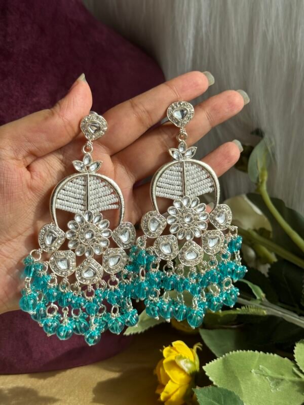 Shikha Kundan Earrings - Green