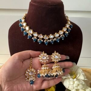 Zarine Kundan Set – Dark Blue