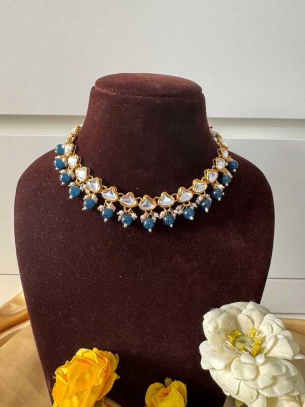 Zarine Kundan Set - Dark Blue - Image 2