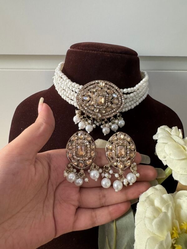 Reena Pearl Choker Set - Golden