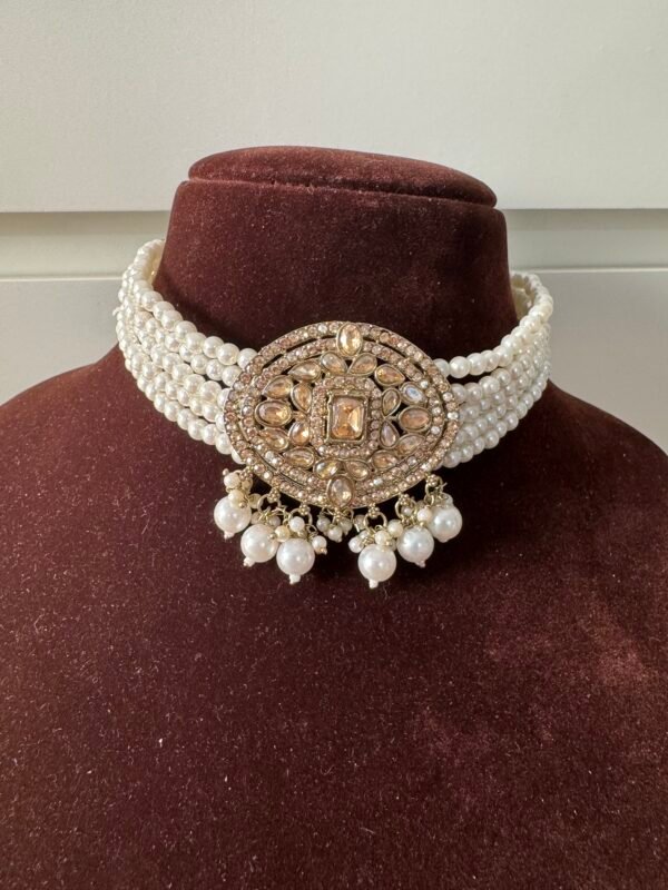 Reena Pearl Choker Set - Golden - Image 2