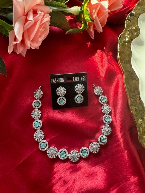 Karishma American Diamond Set - Mint Green