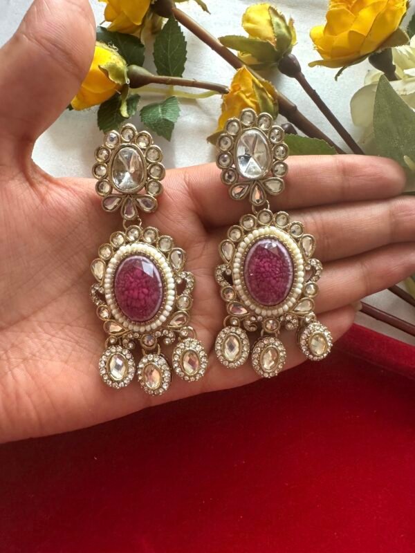 Premium Zirconia Earrings - Wine