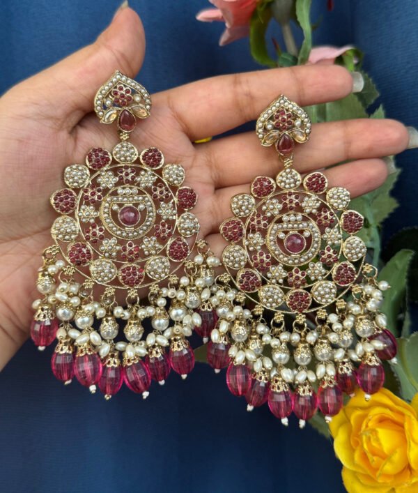 Rita Kundan Earrings - Wine