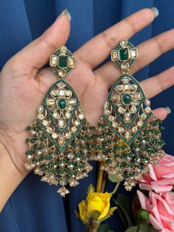 Vidushi Premium Earrings - Dark Green