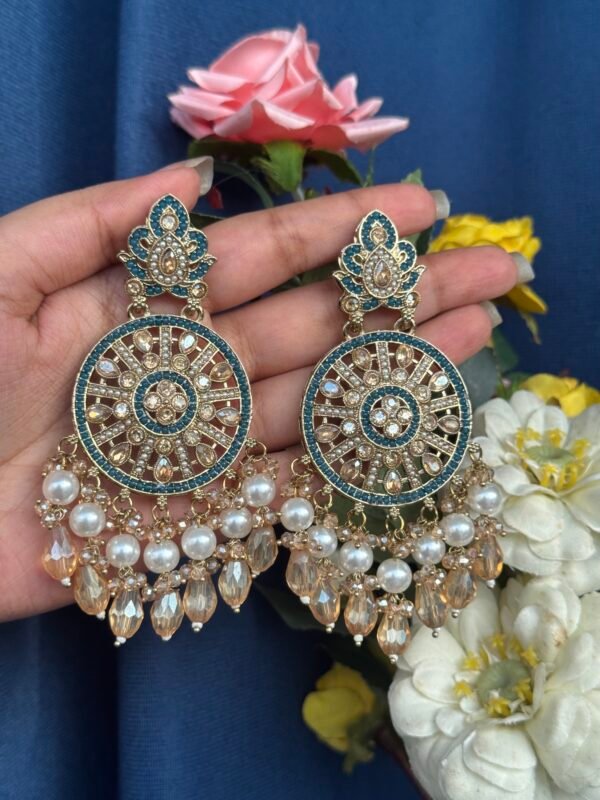 Madhumita Premium Earrings - Teal Blue