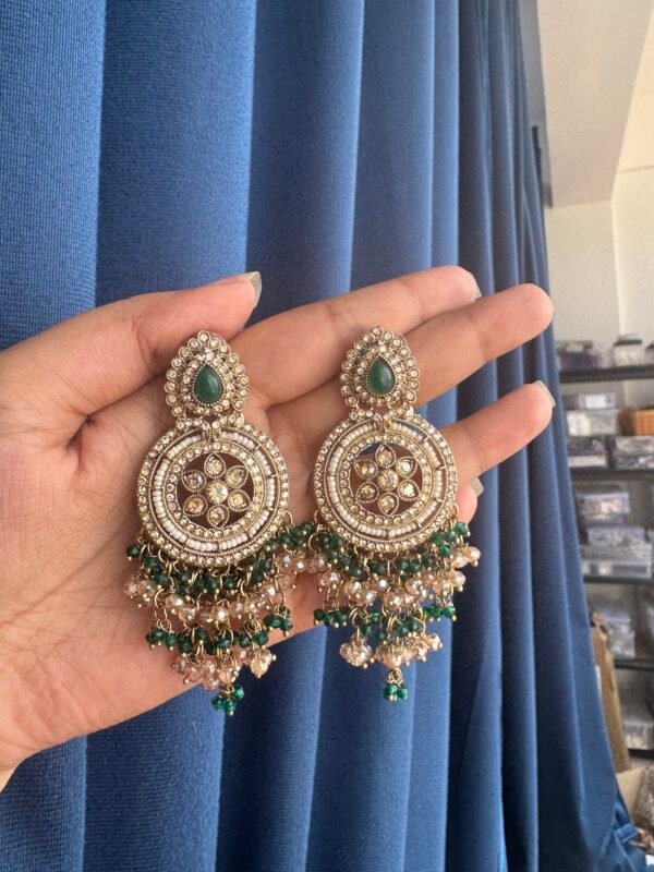 Jasmeen Premium Earrings - Dark Green