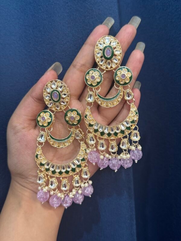 Dipali Kundan Earrings - Lavender