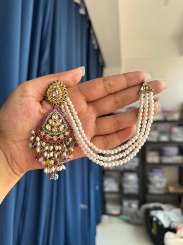 Gautami Premium Earrings With Kaan Chain - Multi