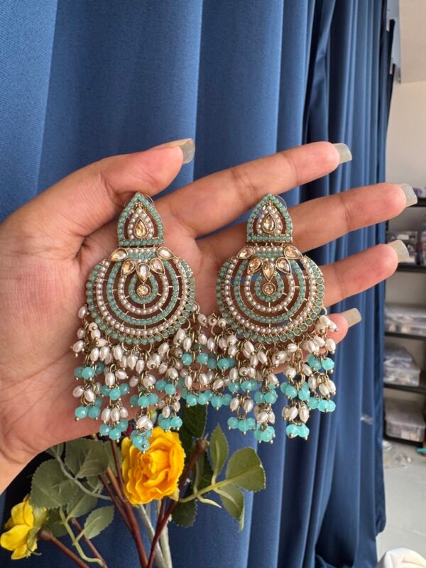 Disha Premium Earrings - Light Blue