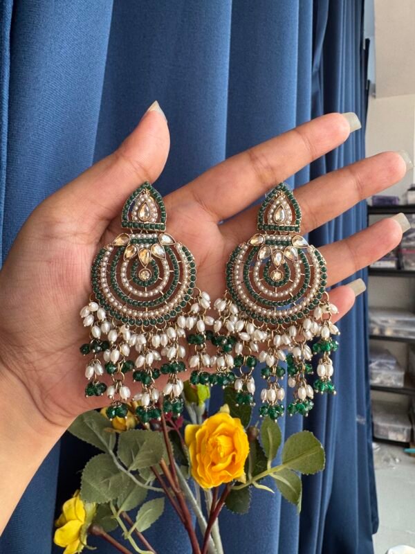 Disha Premium Earrings - Dark Green