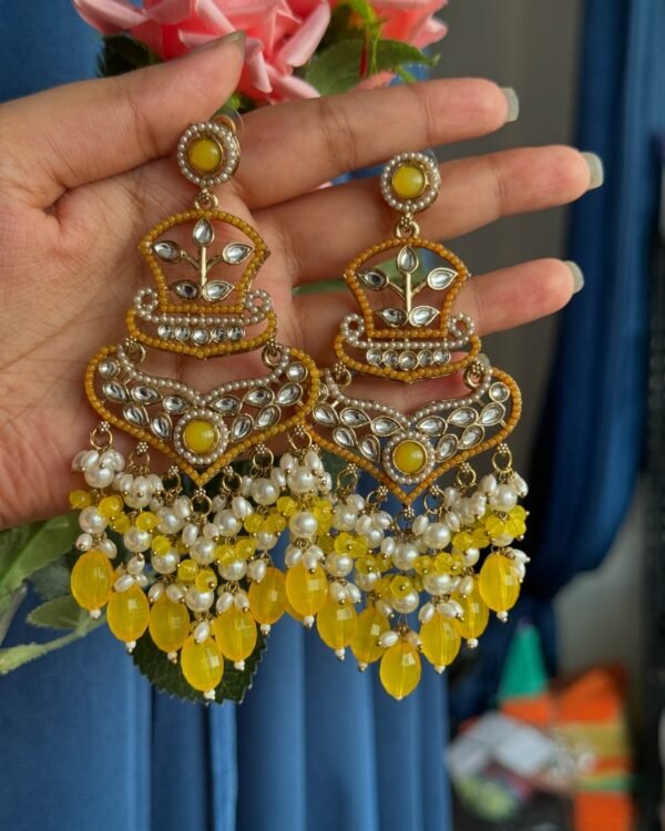 Jivika Kundan Earrings - Yellow