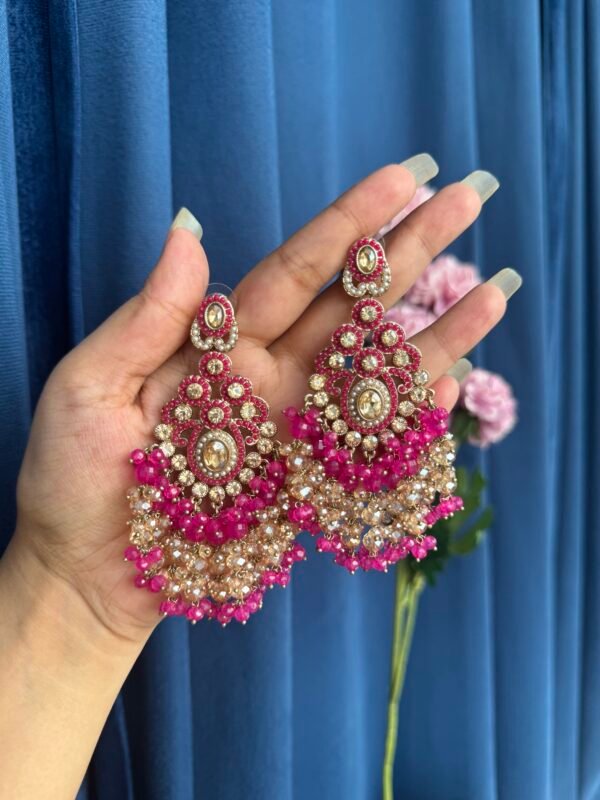 Anika Premium Earrings - Dark Pink