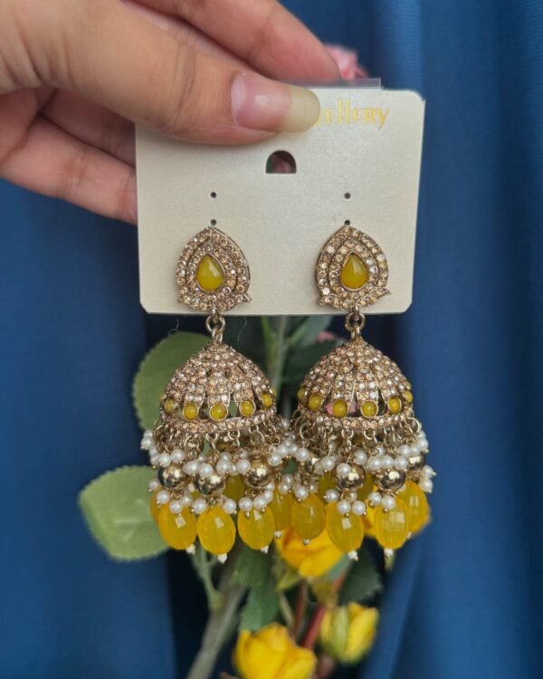 Radhika Kundan Jhumka - Yellow